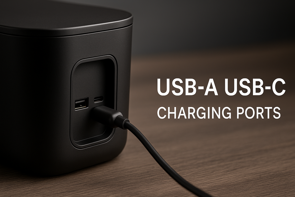 Cutie organizare cabluri S-Eye cu 5 prize USB-A USB-C și capac de protecție