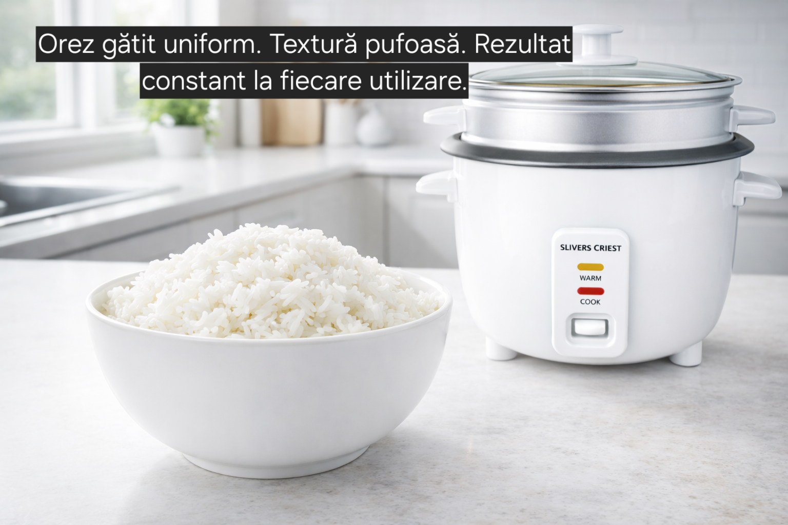 Aparat de gătit orez Royal Slivers Crist SC-750W, 4 L, funcție Warm, vas din aluminiu