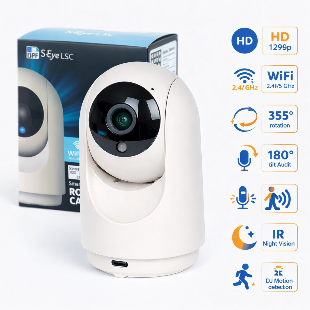Camera supraveghere WiFi S Eye LSC rotativă HD 1296p cu vedere nocturnă detectare mișcare și audio bidirecțional