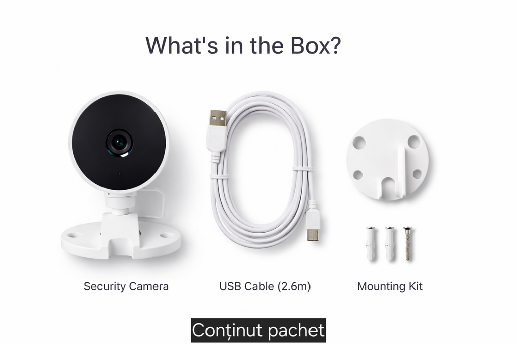 Cameră Supraveghere Interior s-Eye model LSC, Full HD 1080p, WiFi 2.4GHz, Audio Bidirecțional, Night Vision 5m, Unghi 75°, Alb