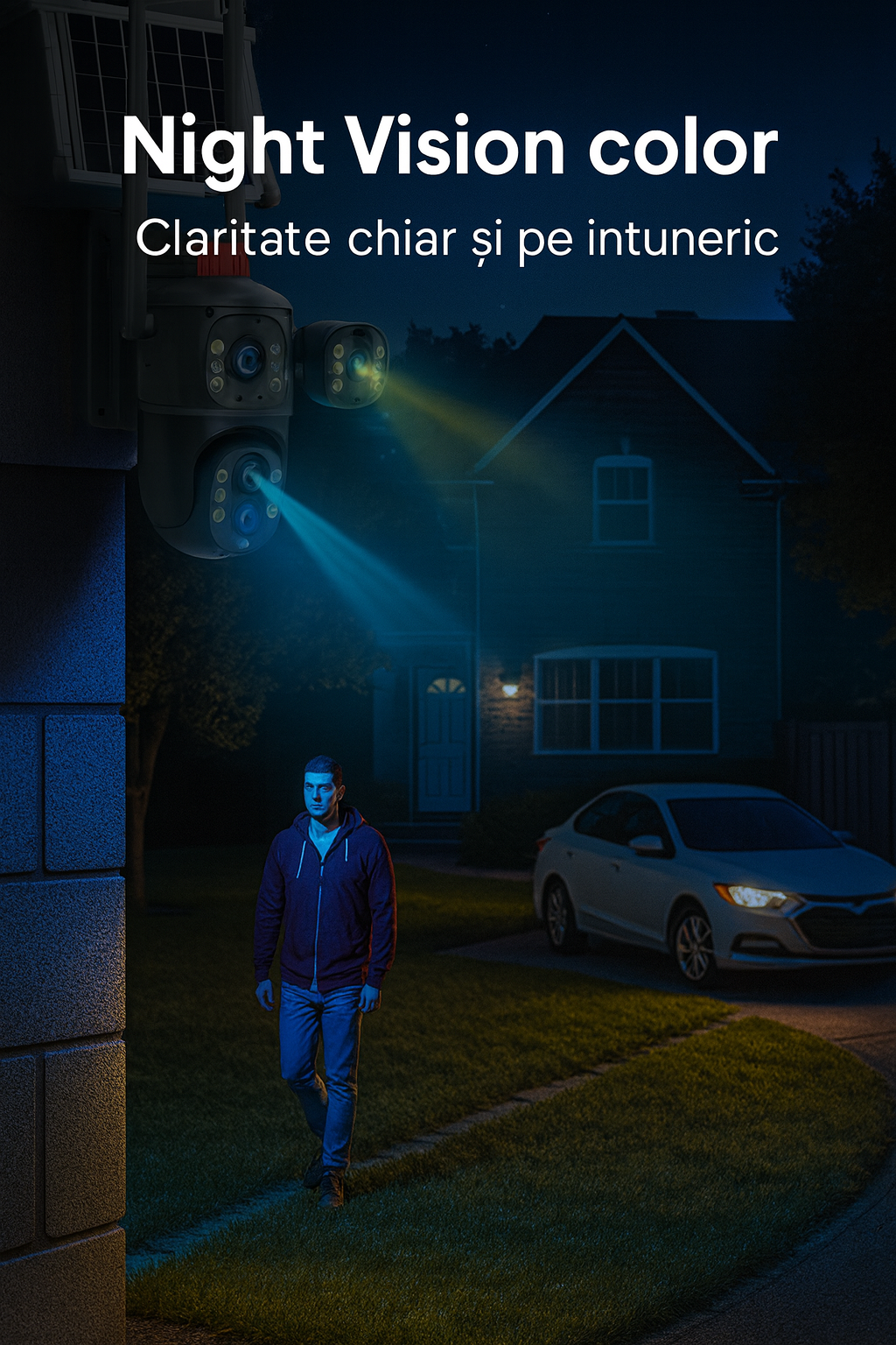 Cameră de Supraveghere Exterioară s-Eye Tripla 4G, 12MP Ultra HD, Zoom 10X, PTZ, Alimentare Solară 7.5W, Baterie 8000mAh