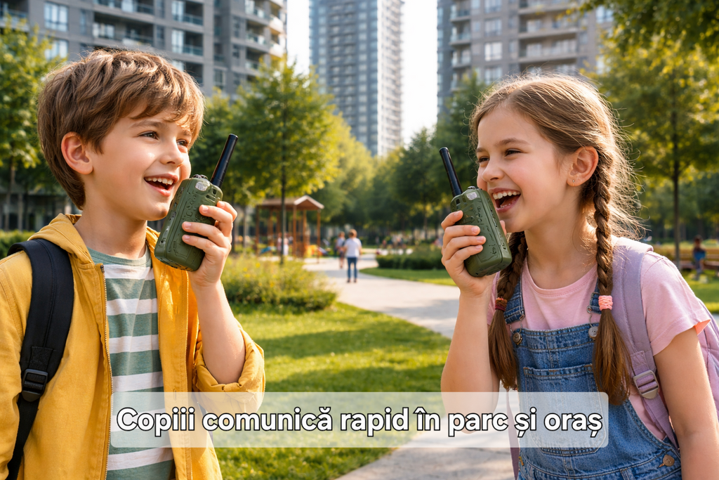 Stație Walkie Talkie copii S Eye set 2 bucăți cu lanternă LED și rază până la 3 km