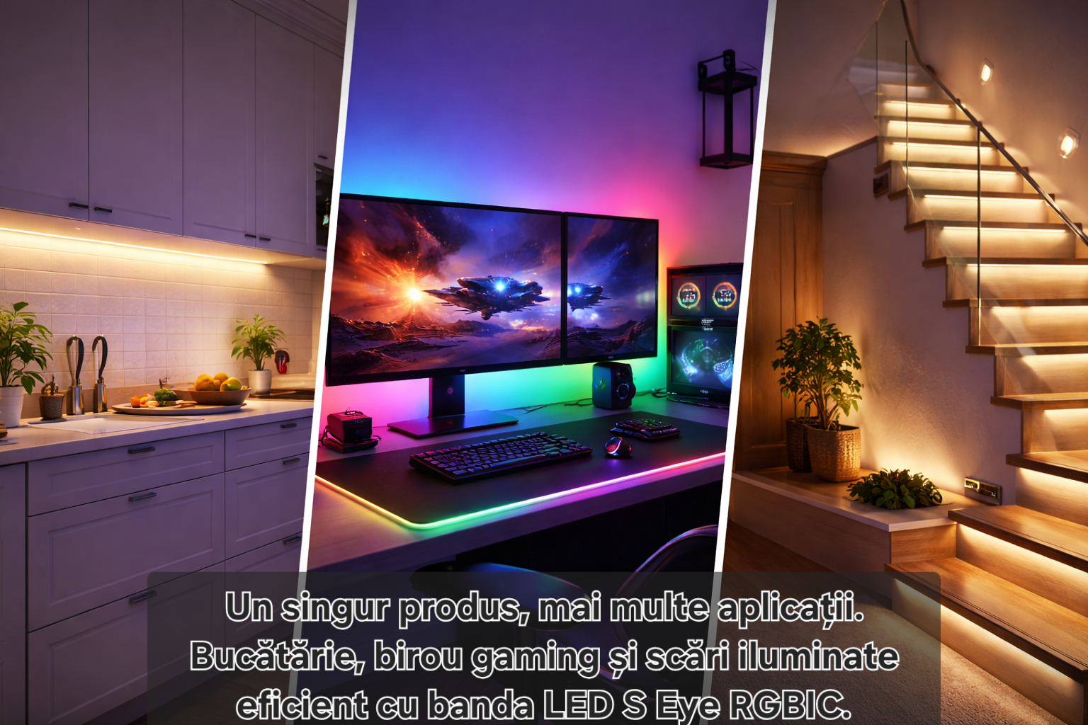 Bandă LED S Eye RGBIC 30 m, iluminare ambientală multicolor, alb reglabil 2700K 6500K, telecomandă inclusă