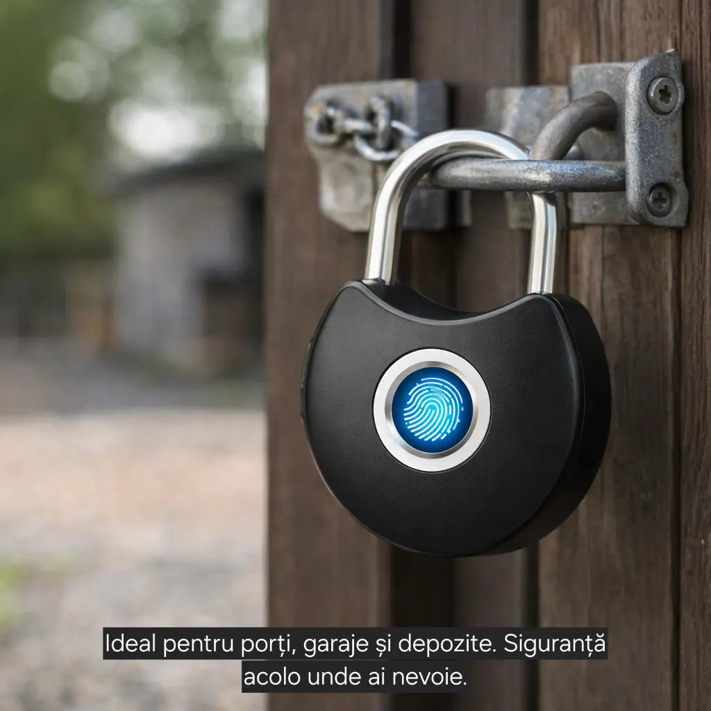 Lacăt inteligent s-Eye cu amprentă, aplicație Tuya, fără cheie, USB reîncărcabil, IP65, negru