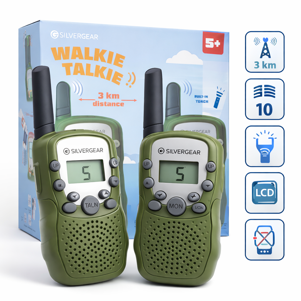 Stație Walkie Talkie copii S Eye set 2 bucăți cu lanternă LED și rază până la 3 km