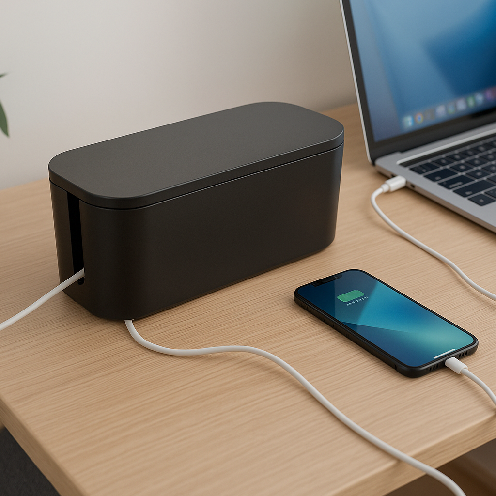 Cutie organizare cabluri S-Eye cu 5 prize USB-A USB-C și capac de protecție