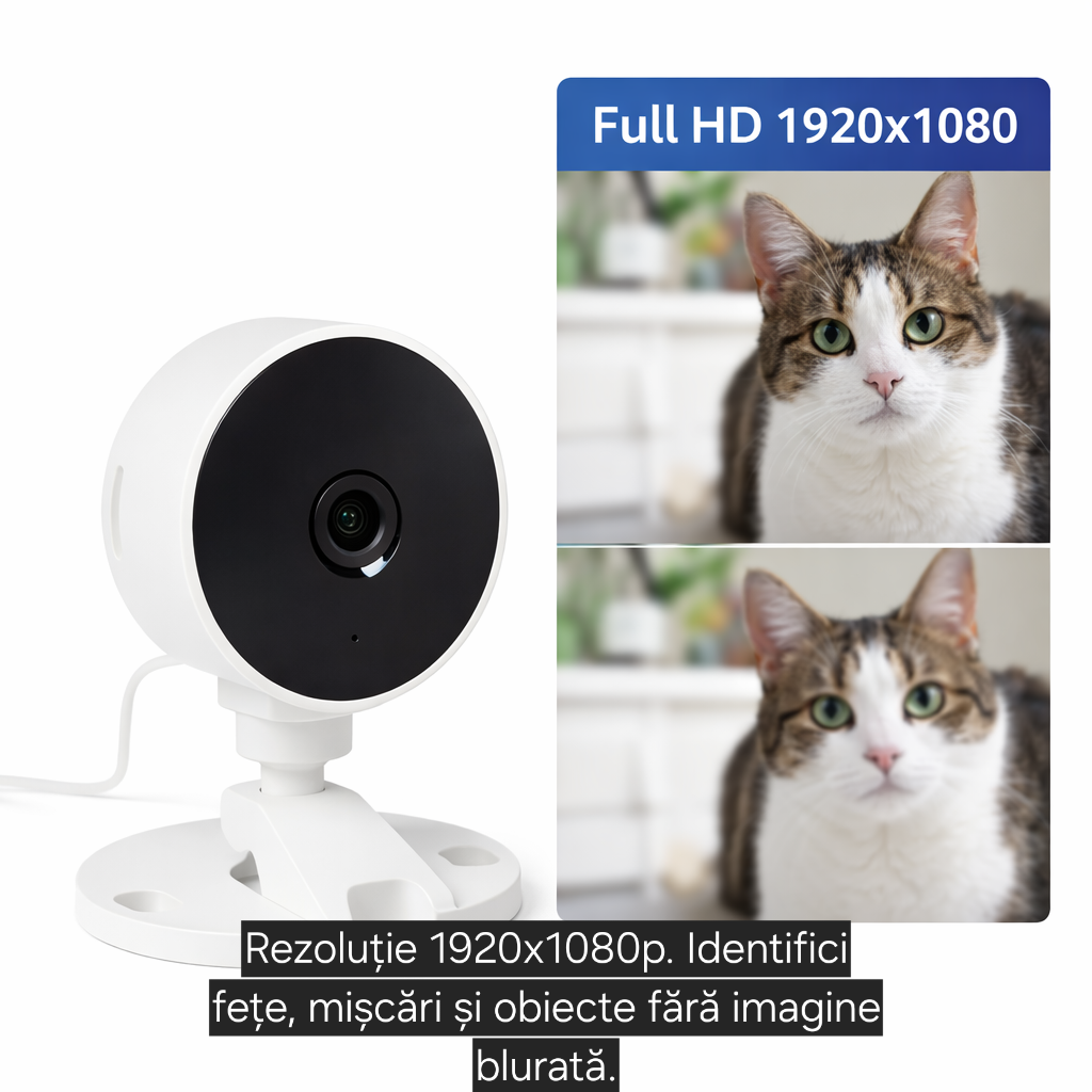 Cameră Supraveghere Interior s-Eye model LSC, Full HD 1080p, WiFi 2.4GHz, Audio Bidirecțional, Night Vision 5m, Unghi 75°, Alb