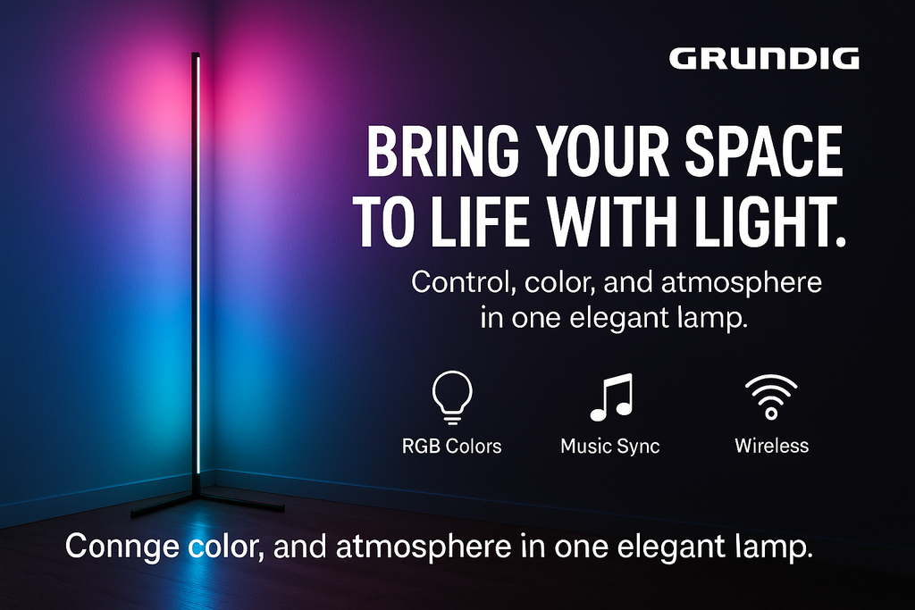 Lampa LED Grundig RGB 140 cm cu Telecomanda si Reactie la Muzica – Iluminare Inteligenta pentru Camera Moderna