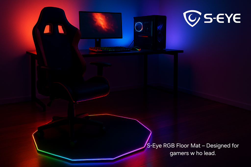 Covoraș de Podea Gaming S-Eye, LED RGB, octogonal, antiderapant, 115 cm, multicolor
