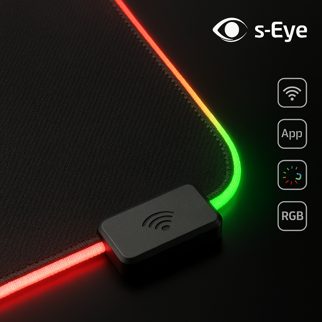 Mouse Pad RGB s-Eye XXL, Control Wi-Fi, Iluminare Inteligentă, 90x30cm