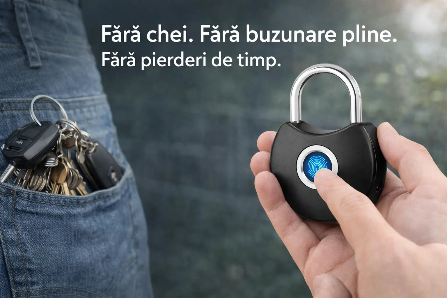Lacăt inteligent s-Eye cu amprentă, aplicație Tuya, fără cheie, USB reîncărcabil, IP65, negru