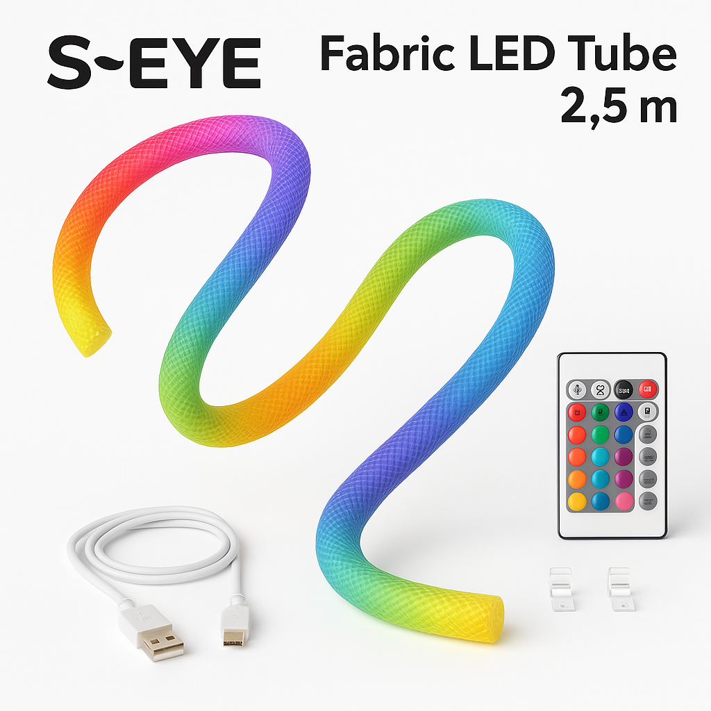 S-Eye Tub luminos RGB 2.5 m cu material textil flexibil si control remote