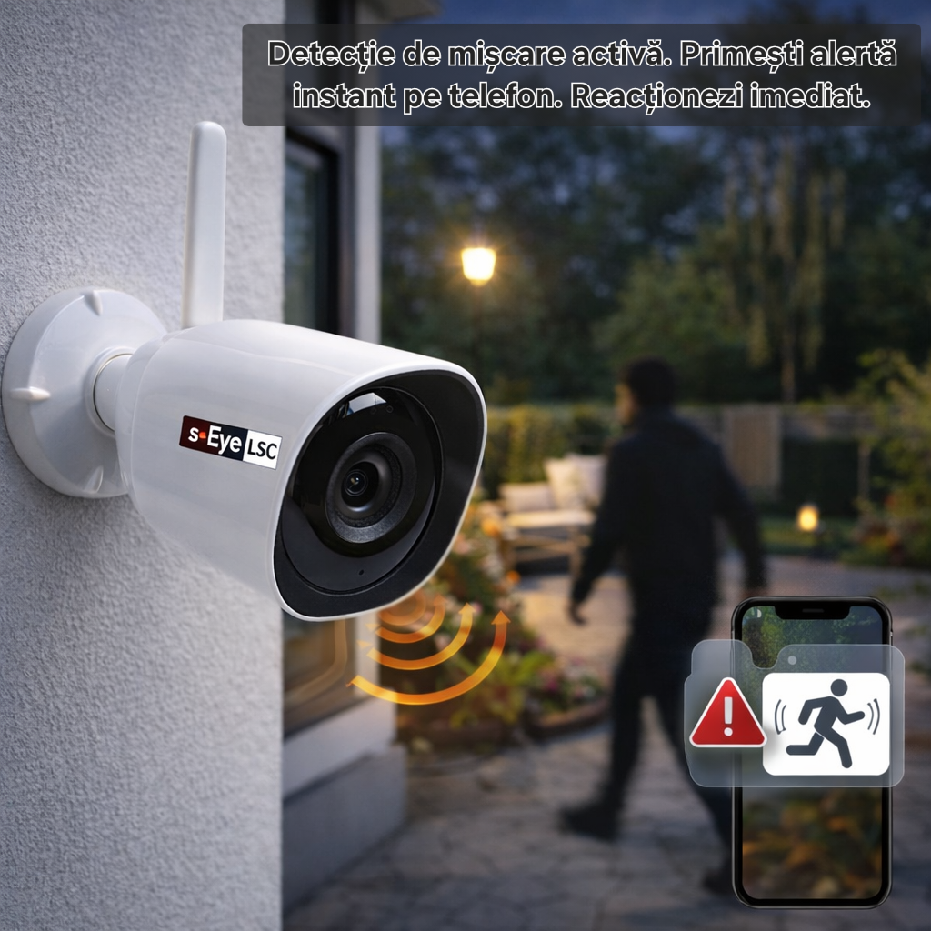 Camera supraveghere s-Eye LSC WiFi exterior 1296p HD detectie miscare sirena