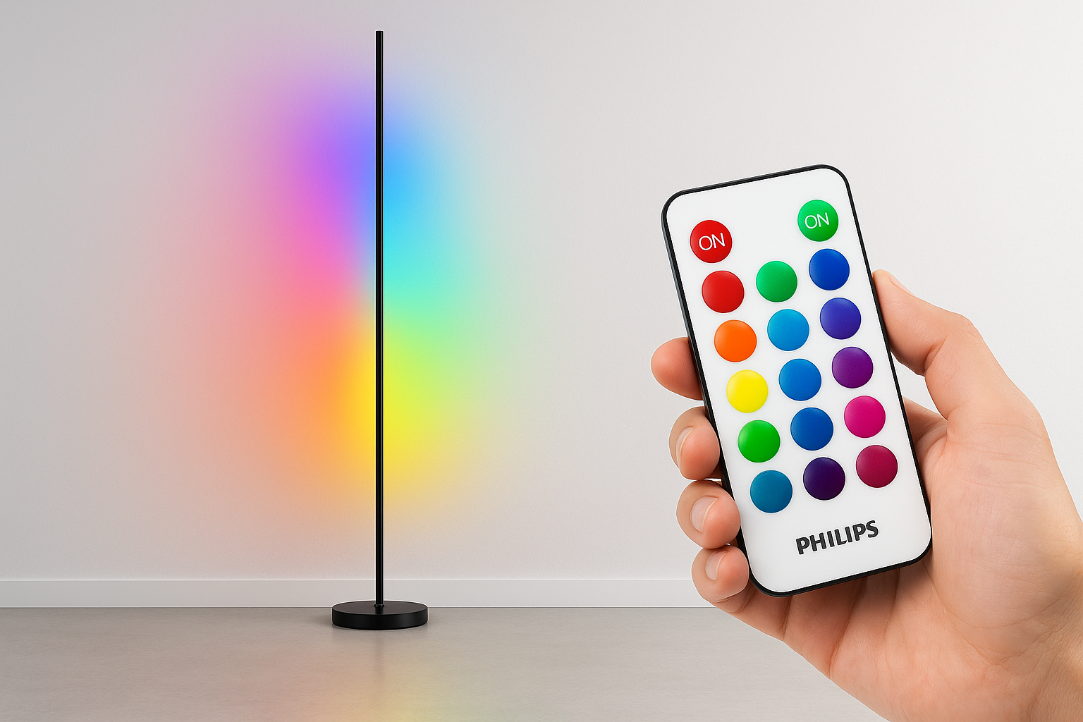 Lampa Philips RGBIC 142 cm, 13 moduri lumina, telecomanda, gradient si efecte dinamice