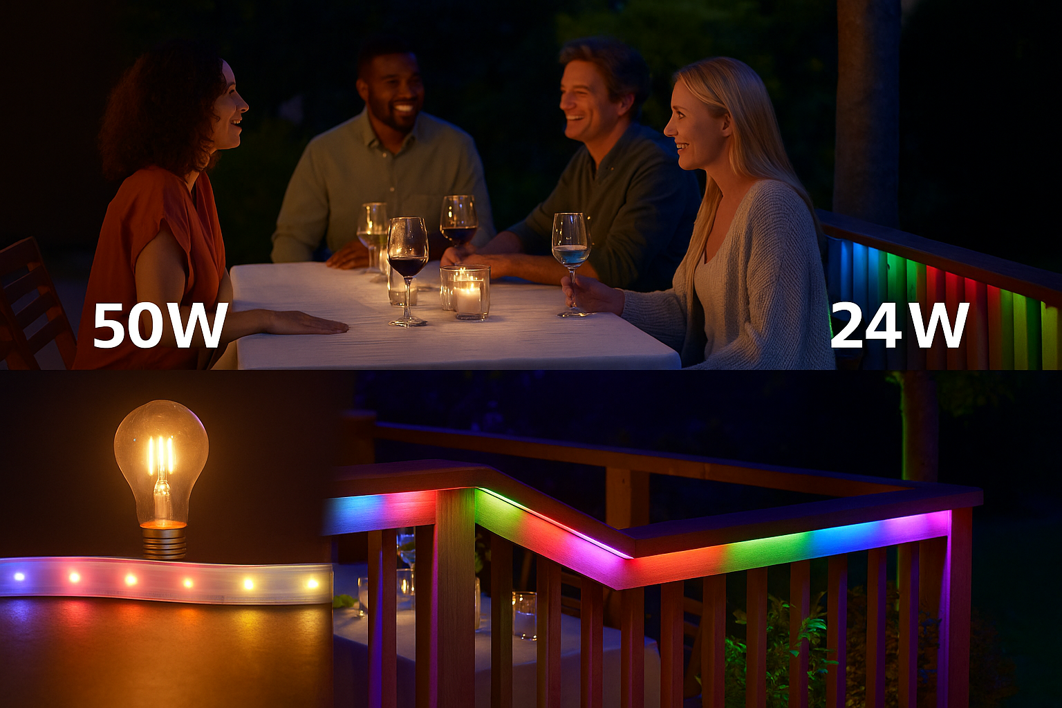 Bandă LED Philips Exterior 5 m RGB 1500 lm cu Telecomandă și Protecție IP44