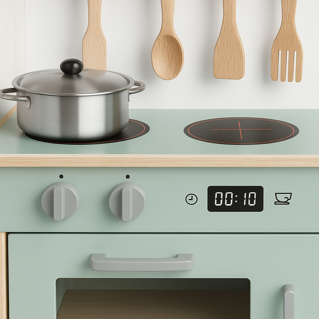 Bucătărie din Lemn S-Eye pentru Copii 60x30x93 cm cu 8 Piese și Accesorii FSC