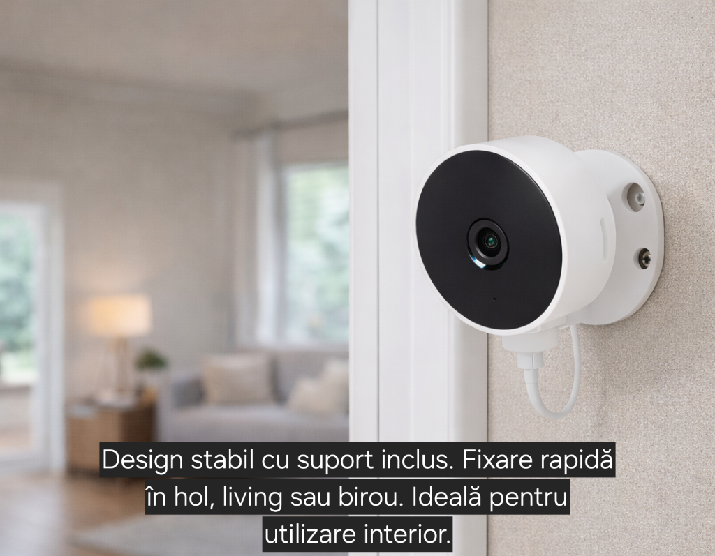 Cameră Supraveghere Interior s-Eye model LSC, Full HD 1080p, WiFi 2.4GHz, Audio Bidirecțional, Night Vision 5m, Unghi 75°, Alb