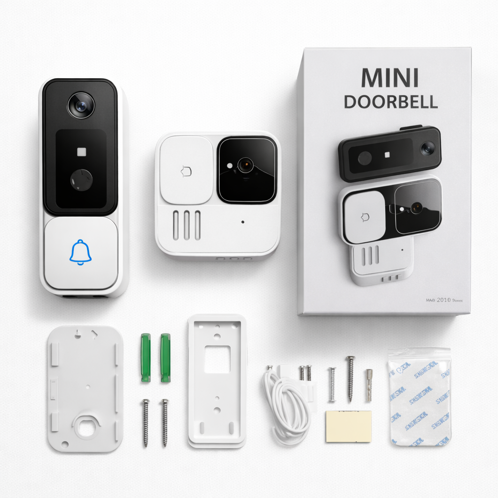 Sonerie Video WiFi Mini cu Cameră HD, Audio Bidirecțional, Detecție Mișcare PIR, Viziune Nocturnă, ABT 2010