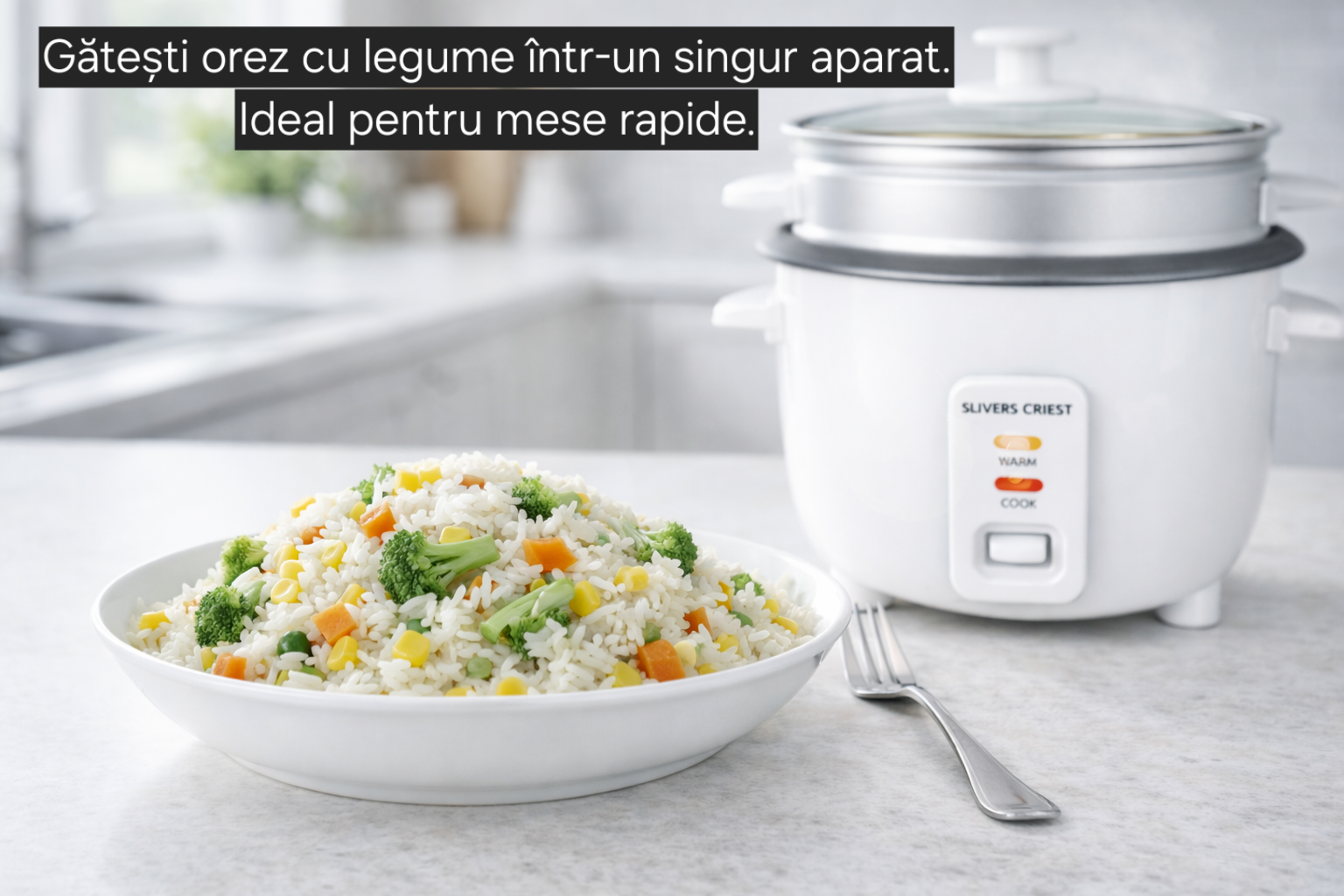 Aparat de gătit orez Royal Slivers Crist SC-750W, 4 L, funcție Warm, vas din aluminiu