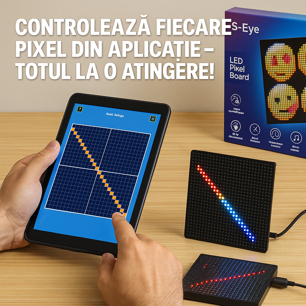 Tabla LED S-Eye 130×130 mm – Personalizabila prin Aplicatie Mobila iOS & Android