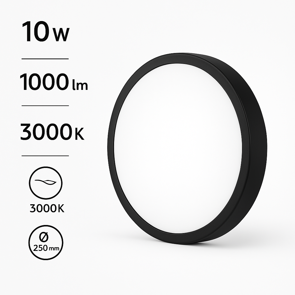 Plafoniera LED Philips CL200 Black, 10W, 1000 lm, 3000K, IP44, Ø24 cm