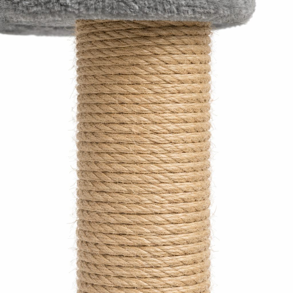 Ansamblu Joaca Pisici S-Eye - Stalp Zgariat 3 Niveluri, 30x50x90 cm, Plus Moale, Sisal Rezistent, Gri
