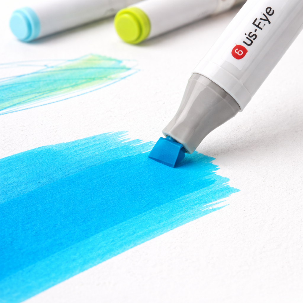 Markere permanente s-Eye 80 culori, pe baza de alcool, varf dublu fin si lat, cu suport