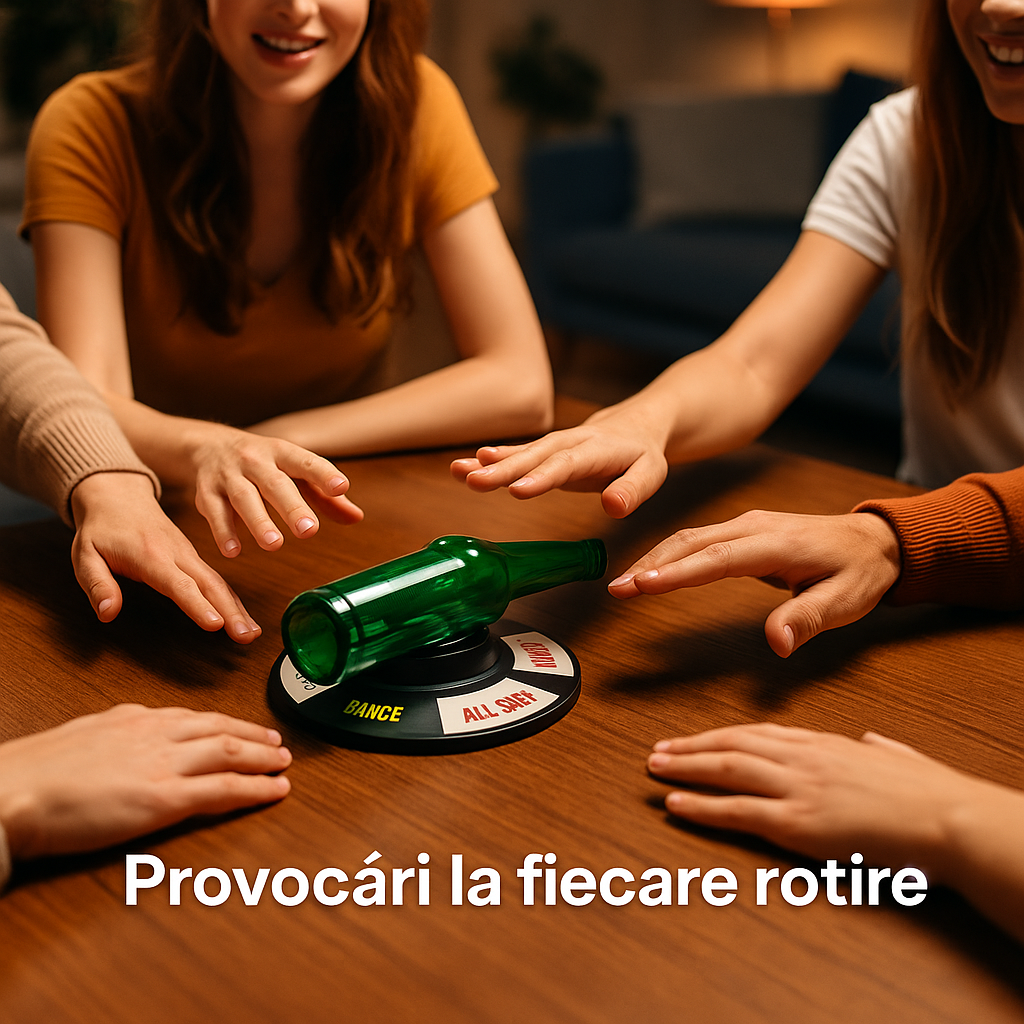 Joc de petrecere s-Eye,  Spin The Bottle SI, „Învârte sticla”, cu provocări amuzante, pentru grupuri de prieteni