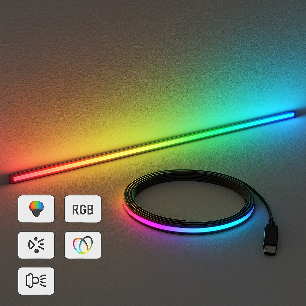 Bandă LED RGBIC s-eye Ultra Thin 5m cu Telecomandă și USB