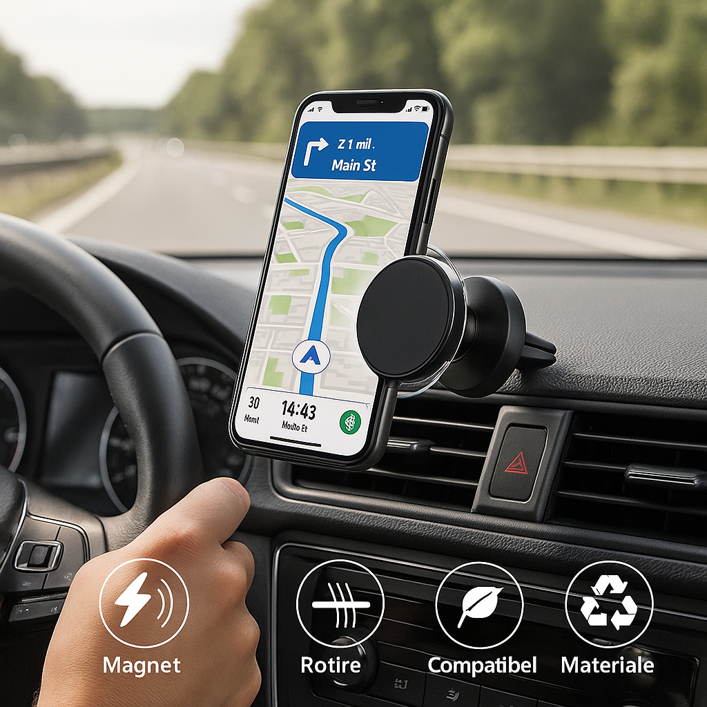Suport auto magnetic S-Eye pentru telefon, prindere pe grila de ventilatie, rotire 360