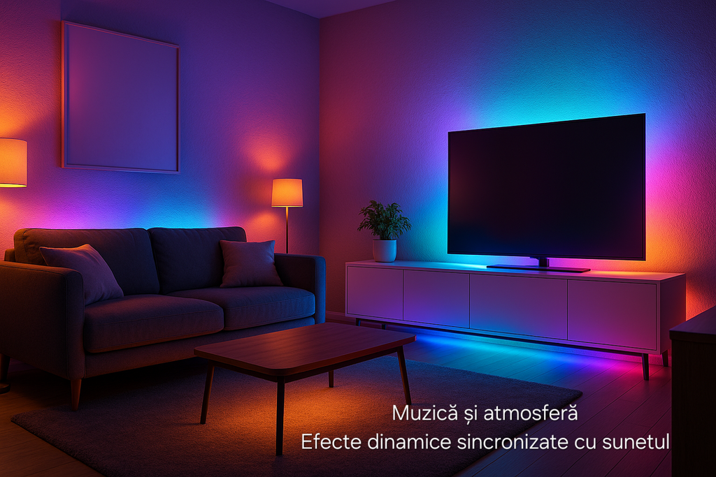 Bandă LED RGBIC s-eye Ultra Thin 5m cu Telecomandă și USB