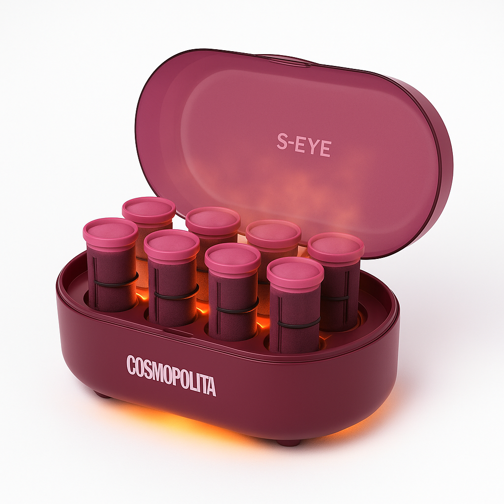 Set bigudiuri termine Cosmopolita s-eye Încălzite 430W cu 10 rol și mănușă anti-căldură