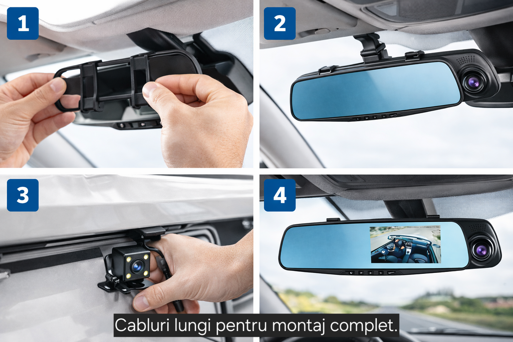 Camera  auto, oglinda DVR s-Eye față spate Full HD 1080p cu cameră marșarier