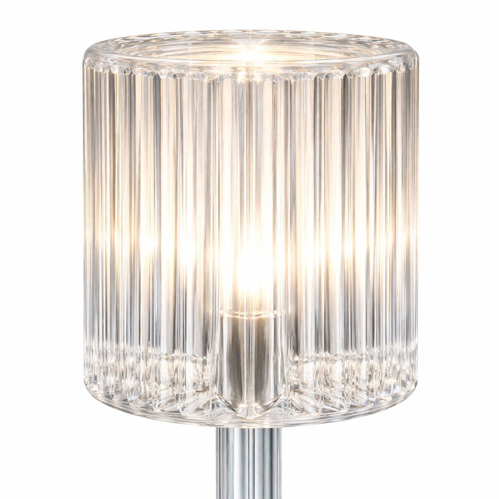 Lampa de Masa Tactila LED S-Eye - Design Cristal Transparent, Lumina Calda, Alimentare USB