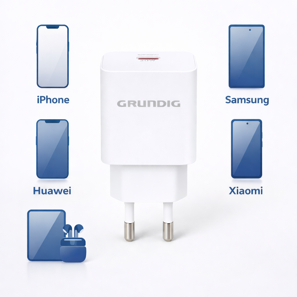 Incarcator Retea USB-C 20W Power Delivery, Priza EU, Alb - Compatibil iPhone, Samsung, Huawei, Xiaomi