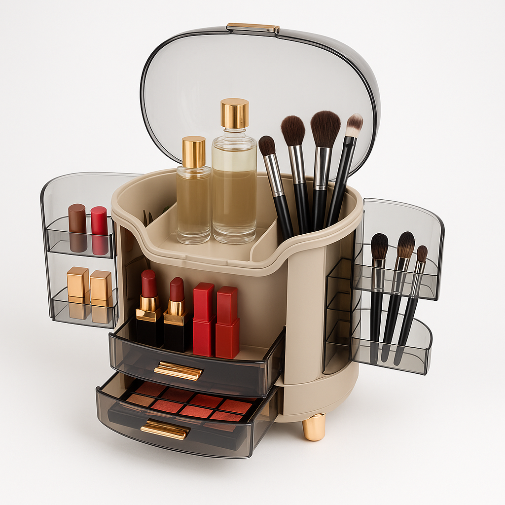 Organizator machiaj S Eye cu sertare și capac anti praf 30x20x34 cm