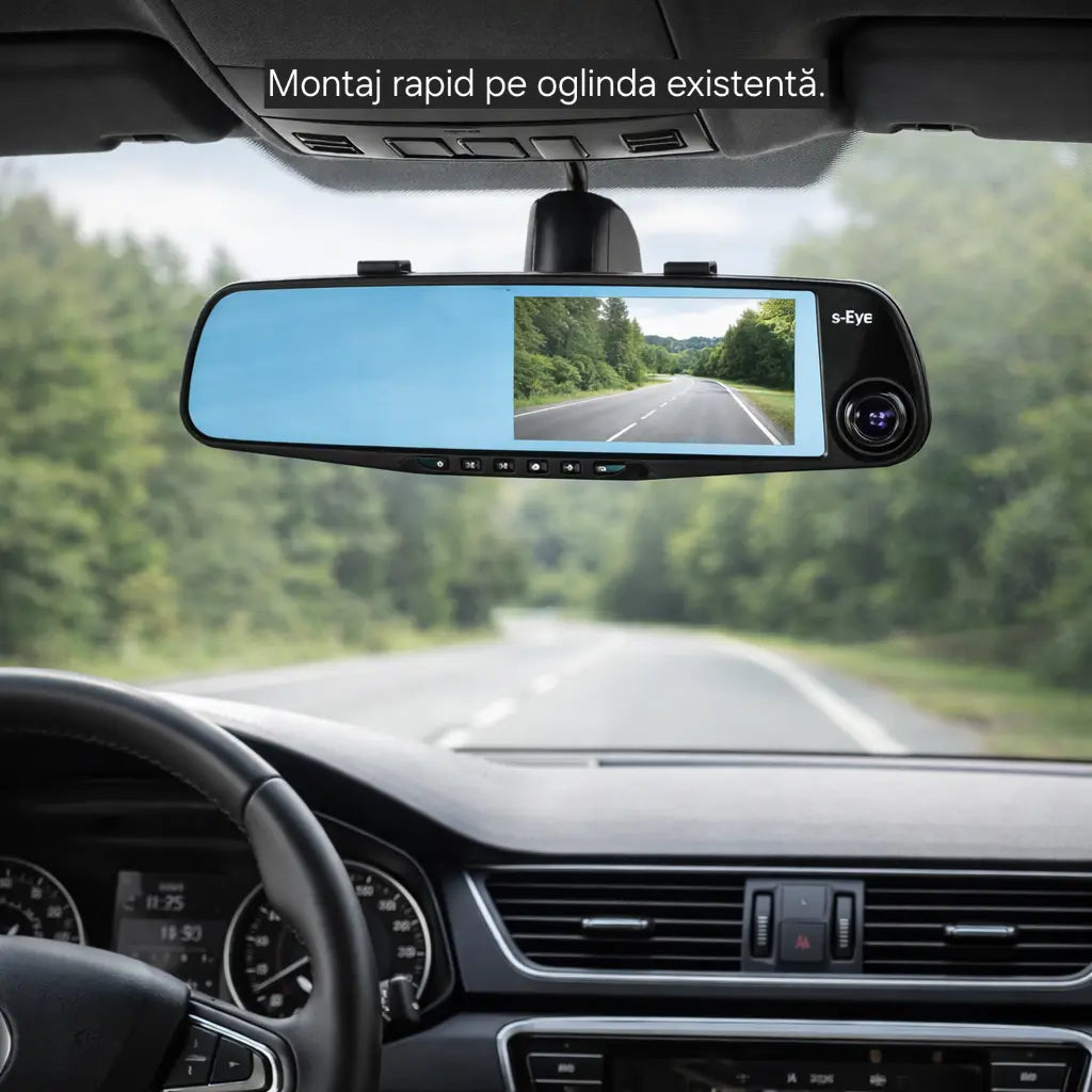 Camera  auto, oglinda DVR s-Eye față spate Full HD 1080p cu cameră marșarier