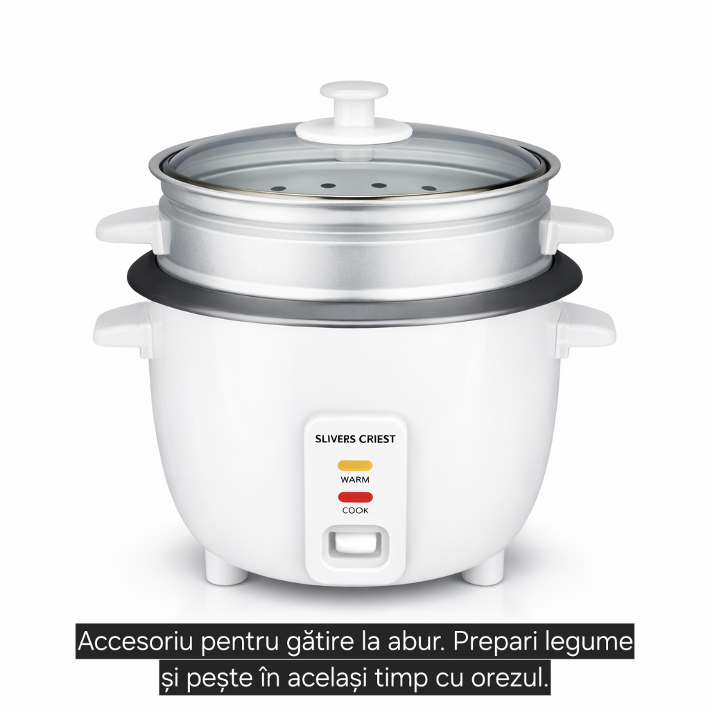 Aparat de gătit orez Royal Slivers Crist SC-750W, 4 L, funcție Warm, vas din aluminiu