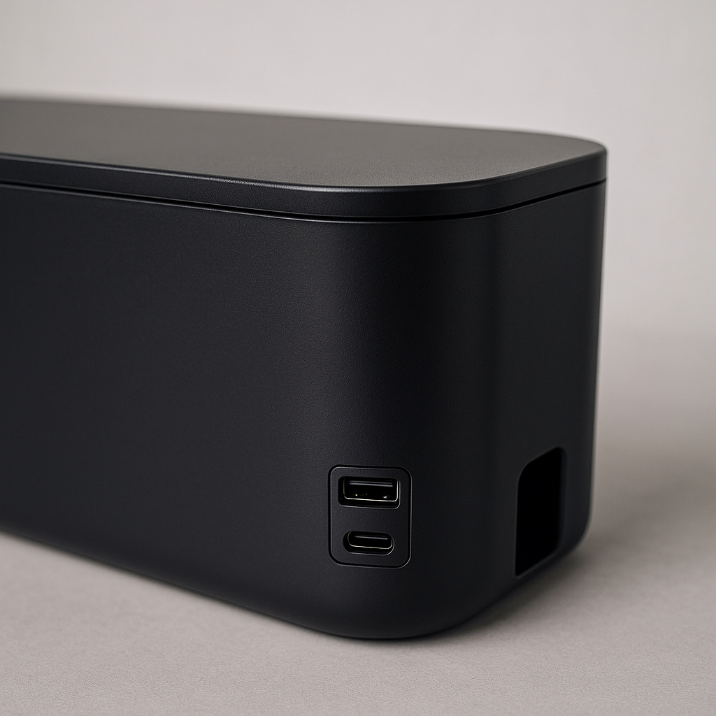 Cutie organizare cabluri S-Eye cu 5 prize USB-A USB-C și capac de protecție