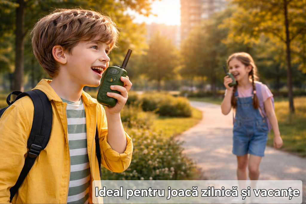 Stație Walkie Talkie copii S Eye set 2 bucăți cu lanternă LED și rază până la 3 km