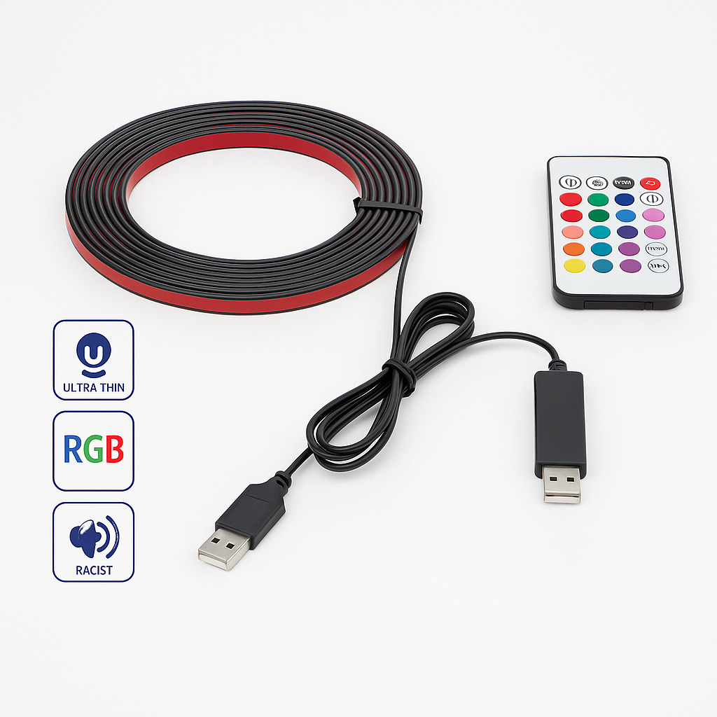Bandă LED RGBIC s-eye Ultra Thin 5m cu Telecomandă și USB