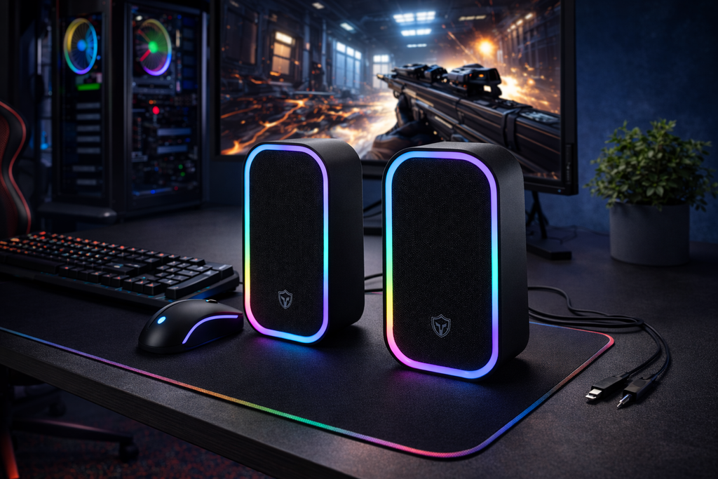 Boxe PC Gaming S Eye Battletron RGB, 10 W RMS, USB, Jack 3.5 mm