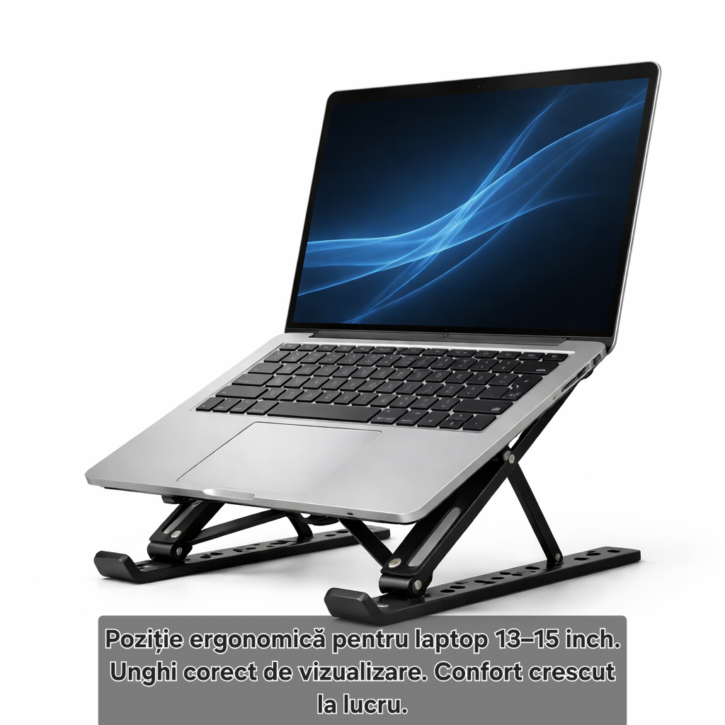 Suport laptop pliabil s-eye LAB31, reglabil 10 poziții, pentru laptop 13–15 inch