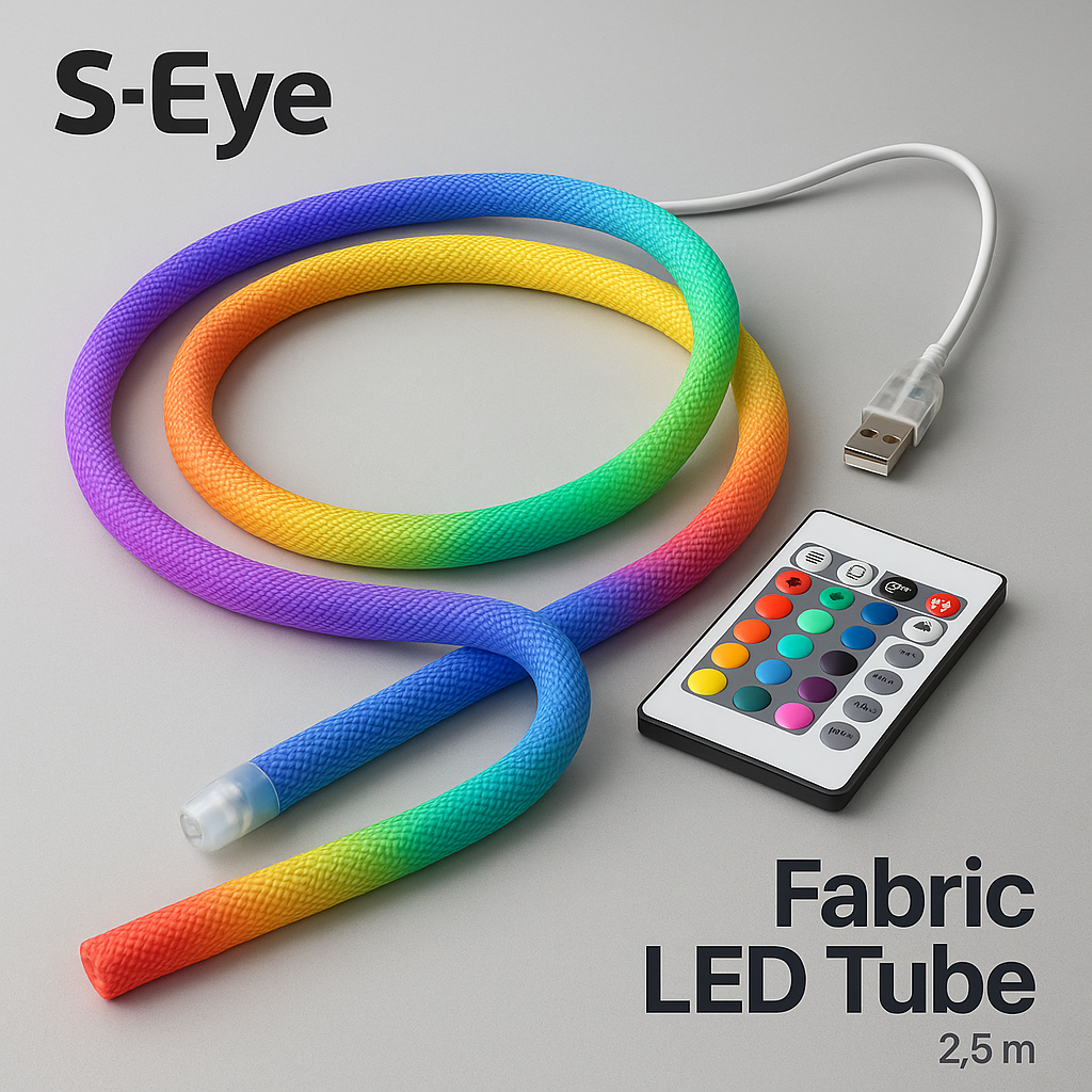 S-Eye Tub luminos RGB 2.5 m cu material textil flexibil si control remote