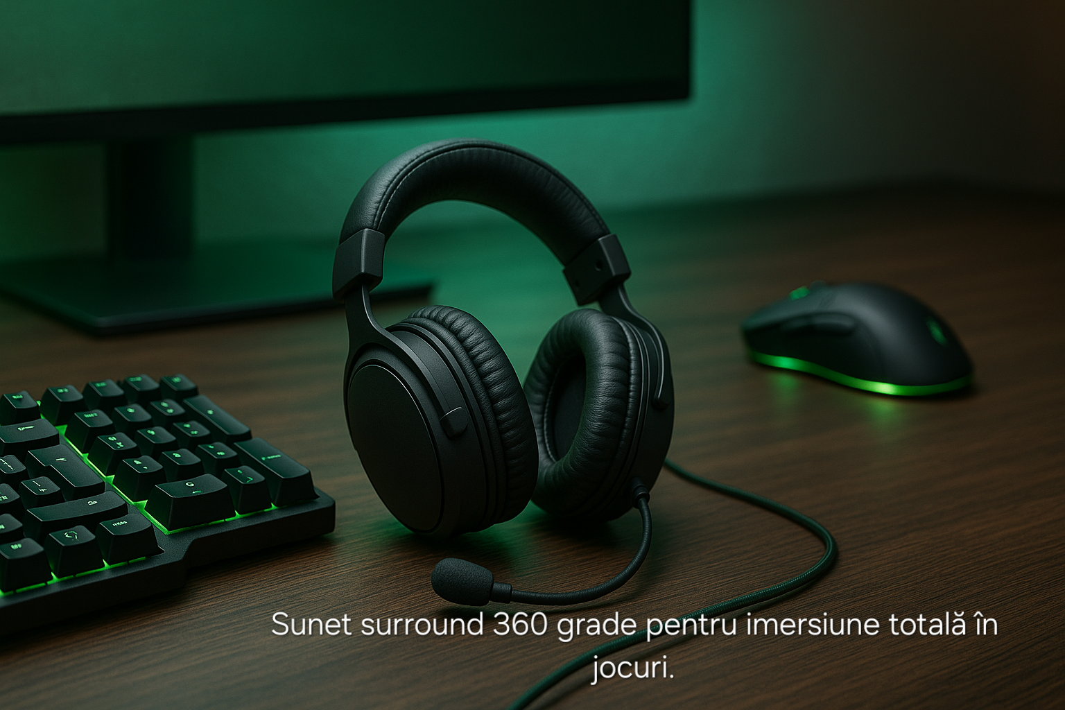Casti gaming s-Eye Battletron cu sunet surround 360 grade RGB, microfon flexibil USB si pernite over ear confortabile