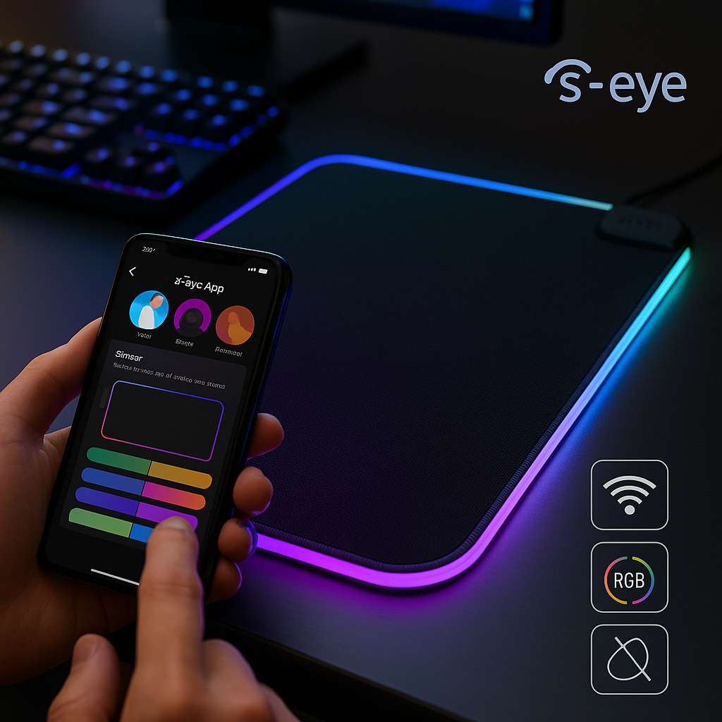 Mouse Pad RGB s-Eye XXL, Control Wi-Fi, Iluminare Inteligentă, 90x30cm