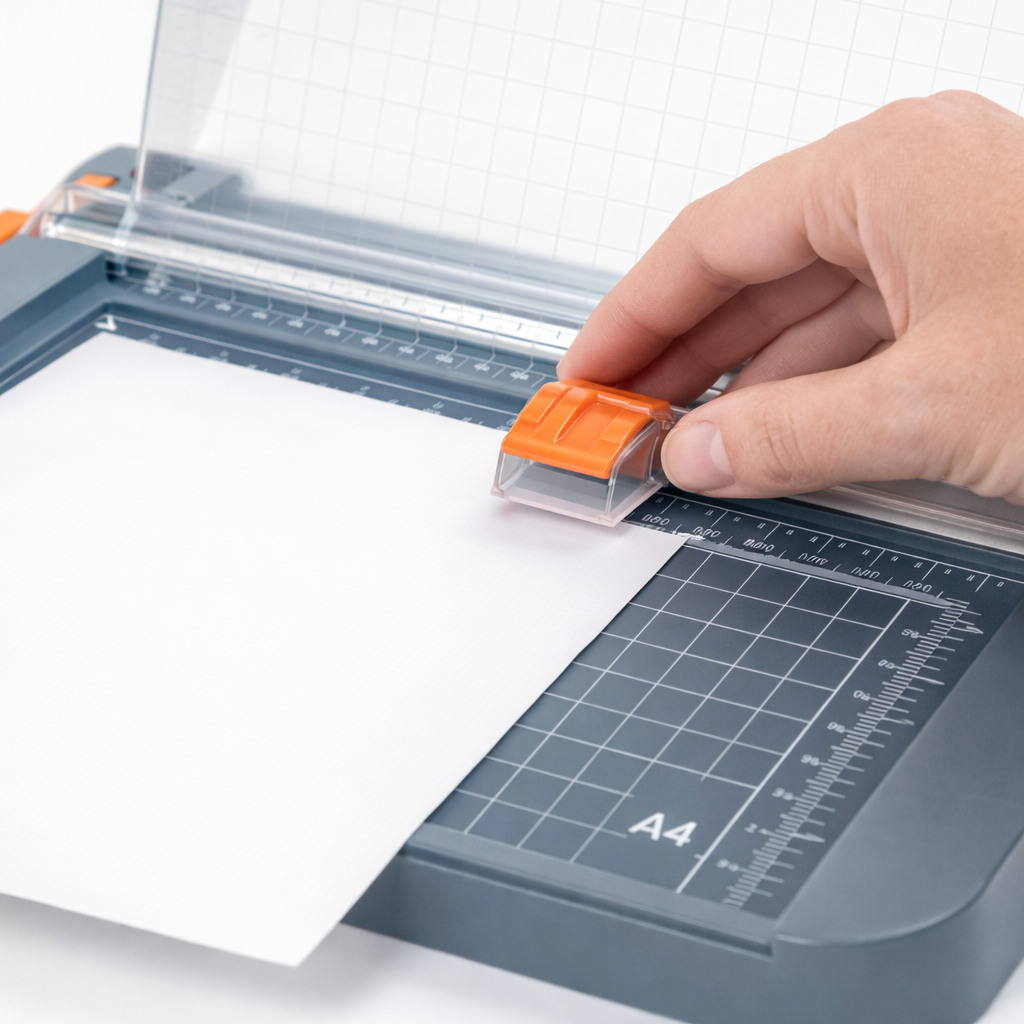 Ghilotină hârtie A4 s-Eye cu riglă integrată și compartimente de depozitare