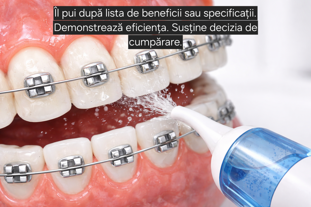 Irigator Bucal S-Eye OptiSmile Portabil cu Jet de Apa, 3 Moduri, USB-C