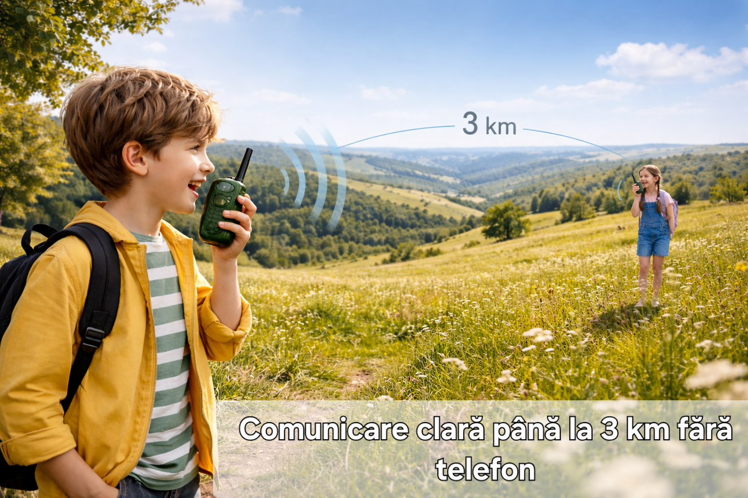 Stație Walkie Talkie copii S Eye set 2 bucăți cu lanternă LED și rază până la 3 km