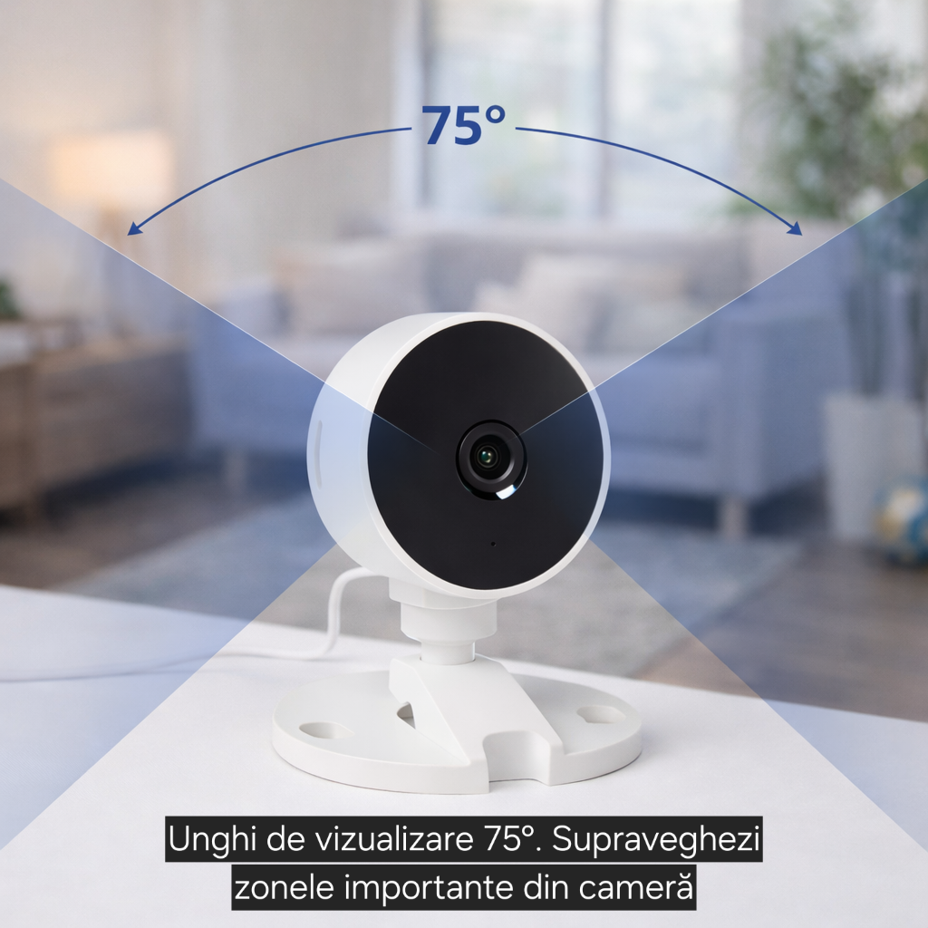 Cameră Supraveghere Interior s-Eye model LSC, Full HD 1080p, WiFi 2.4GHz, Audio Bidirecțional, Night Vision 5m, Unghi 75°, Alb